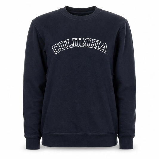 Front view of PRETTYLITTLETHING women’s black columbia logo pullover sweatshirt, size S