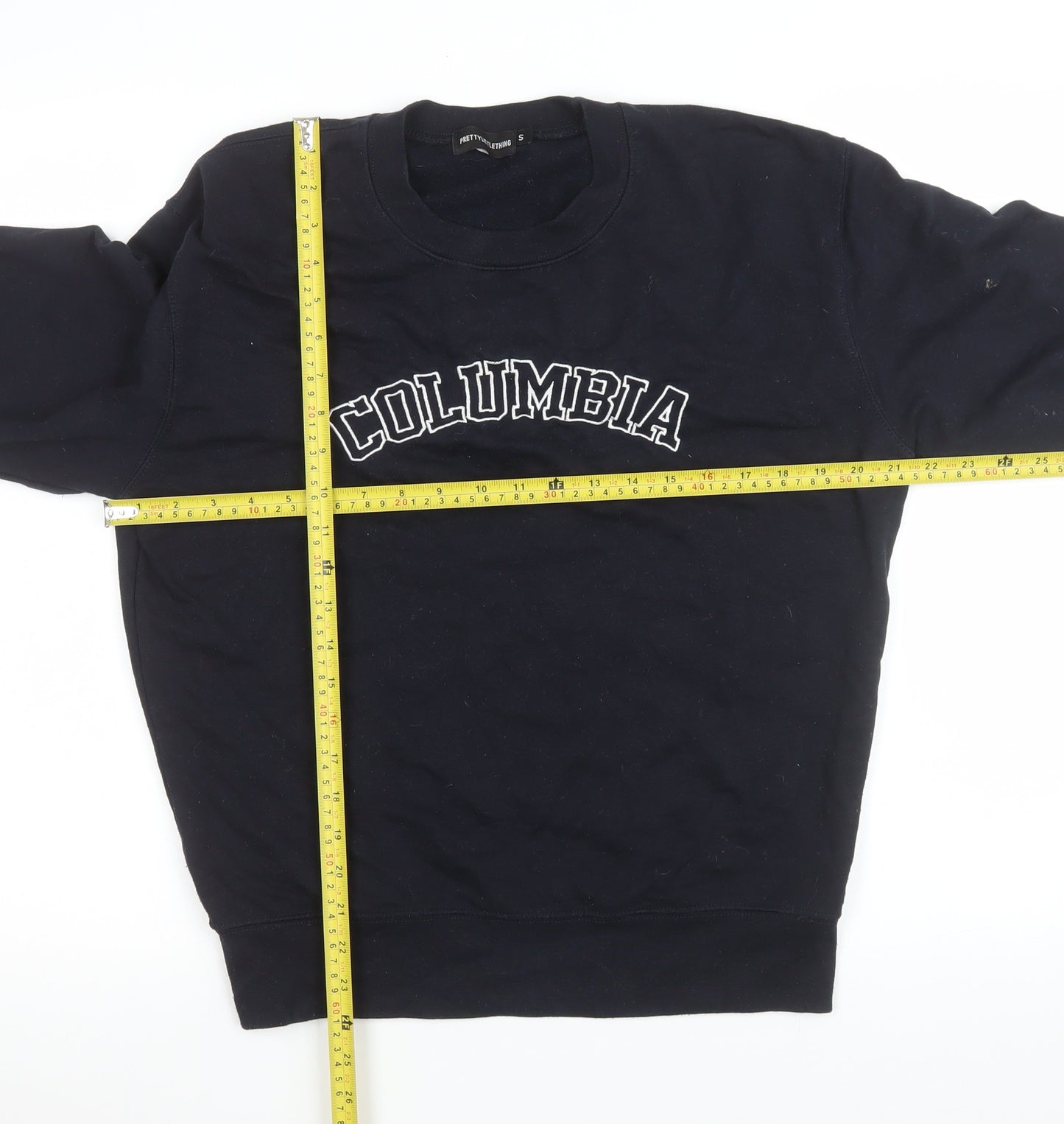 PrettyLittleThing Womens Black Columbia Logo Pullover Sweatshirt Size S