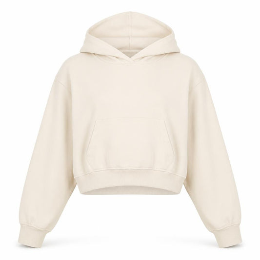 Front view of Zara Women Beige Pullover Hoodie Small Cotton Blend Casual