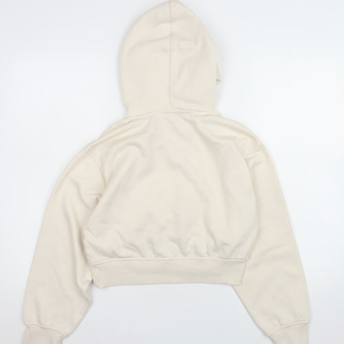 ZARA Women Beige Pullover Hoodie Small Cotton Blend Casual