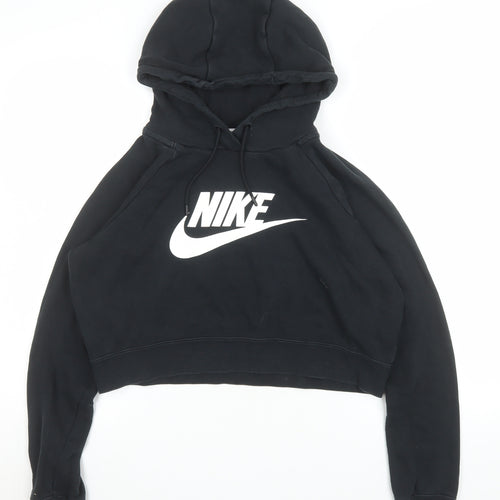 Nike Women's Black Cropped Pullover Hoodie Size M