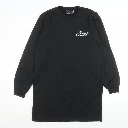 ASOS Design Womens Black Longline Pullover Sweatshirt Size 8