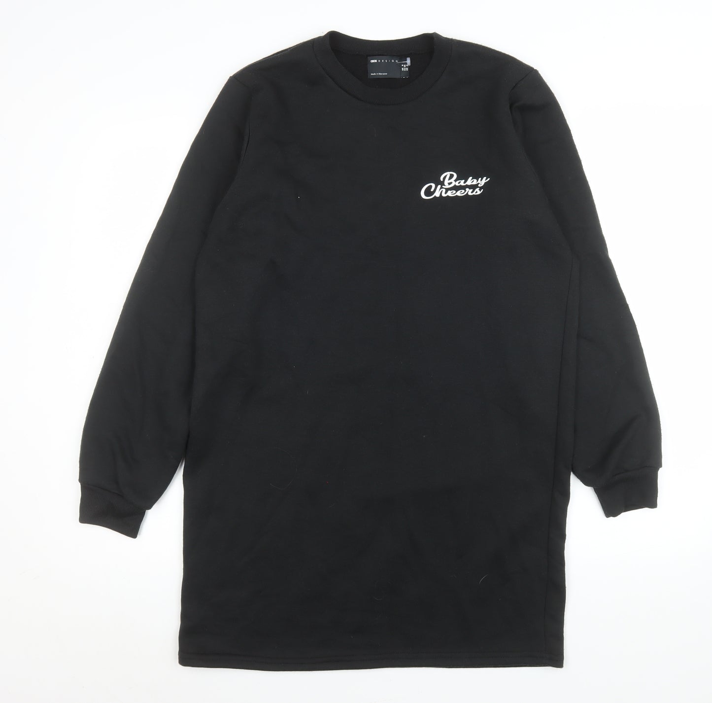 ASOS Design Womens Black Longline Pullover Sweatshirt Size 8