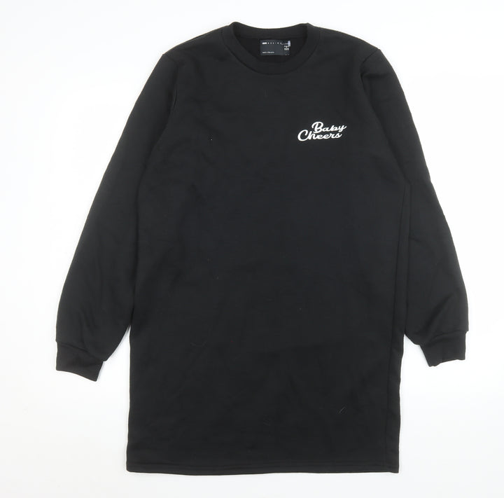 ASOS Design Womens Black Longline Pullover Sweatshirt Size 8