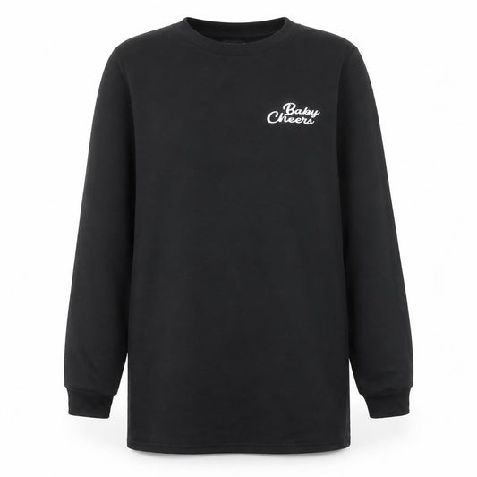 Front view of ASOS Design women’s black longline pullover sweatshirt, size UK 8