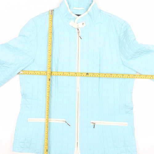 K Separates Womens Blue Quilted Silk Jacket Size 10 Zip Front