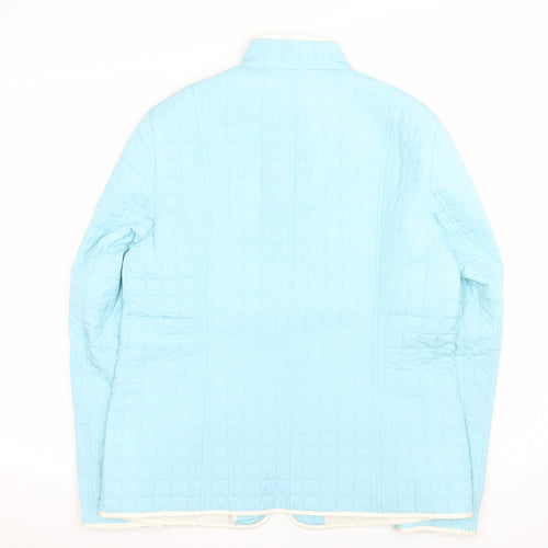 K Separates Womens Blue Quilted Silk Jacket Size 10 Zip Front
