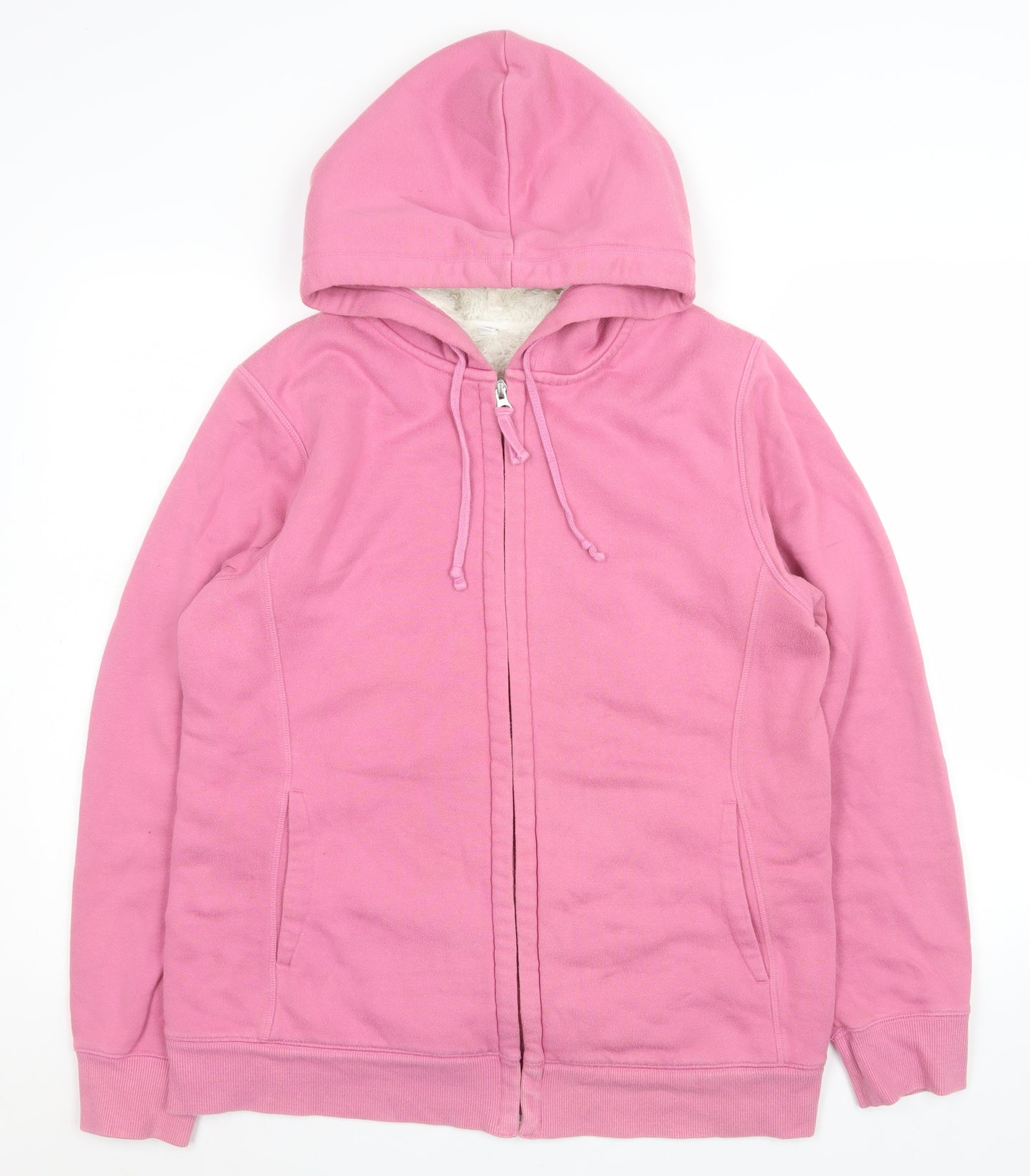 Uniqlo Women Pink Hooded Fleece Lined Zip Jacket Size L