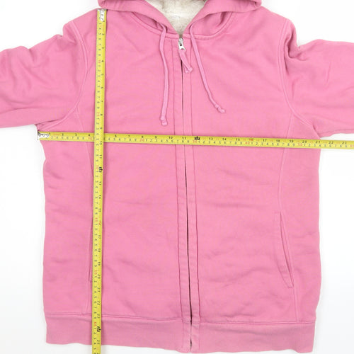 Uniqlo Women Pink Hooded Fleece Lined Zip Jacket Size L