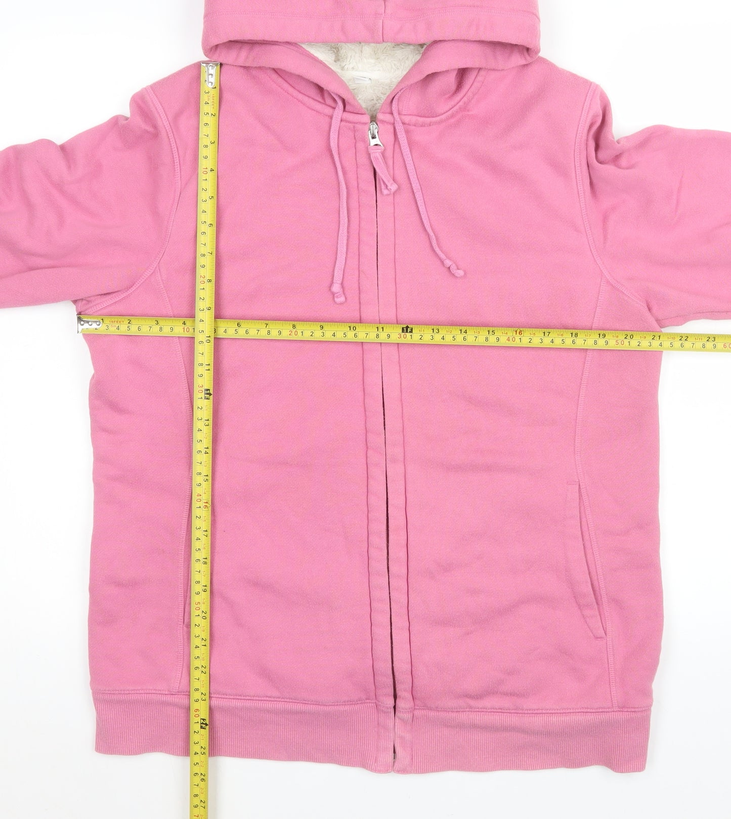 Uniqlo Women Pink Hooded Fleece Lined Zip Jacket Size L