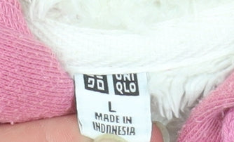 Uniqlo Women Pink Hooded Fleece Lined Zip Jacket Size L