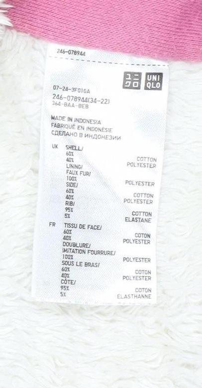 Uniqlo Women Pink Hooded Fleece Lined Zip Jacket Size L