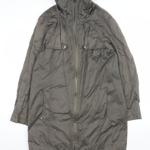 Marks and Spencer Women’s Grey Long Parka Coat UK 14 Belted Lined Zip