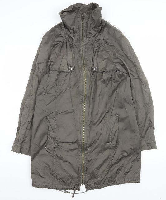 Marks and Spencer Women’s Grey Long Parka Coat UK 14 Belted Lined Zip