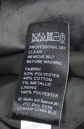 Marks and Spencer Women’s Grey Long Parka Coat UK 14 Belted Lined Zip