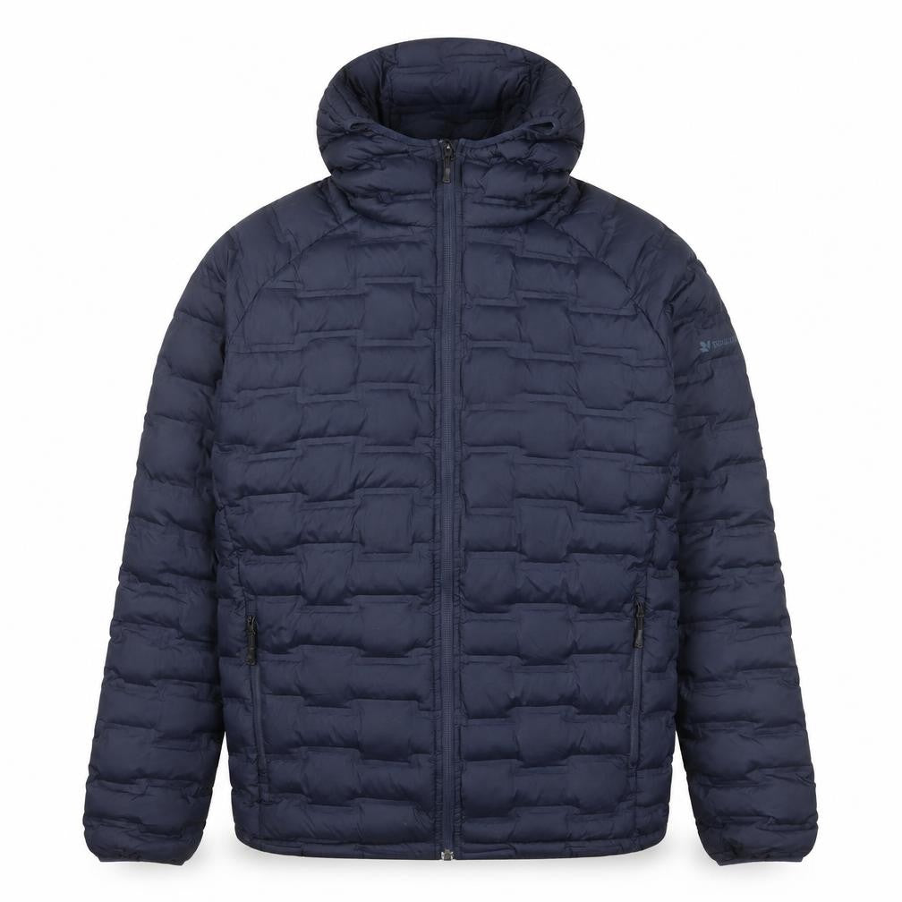 Woodland Men’s Blue Puffer Jacket L Hooded Polyester Winter Outdoor