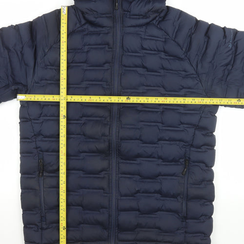 Woodland Men’s Blue Puffer Jacket L Hooded Polyester Winter Outdoor