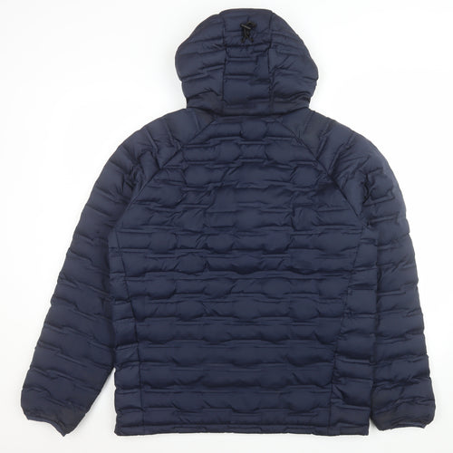 Woodland Men’s Blue Puffer Jacket L Hooded Polyester Winter Outdoor