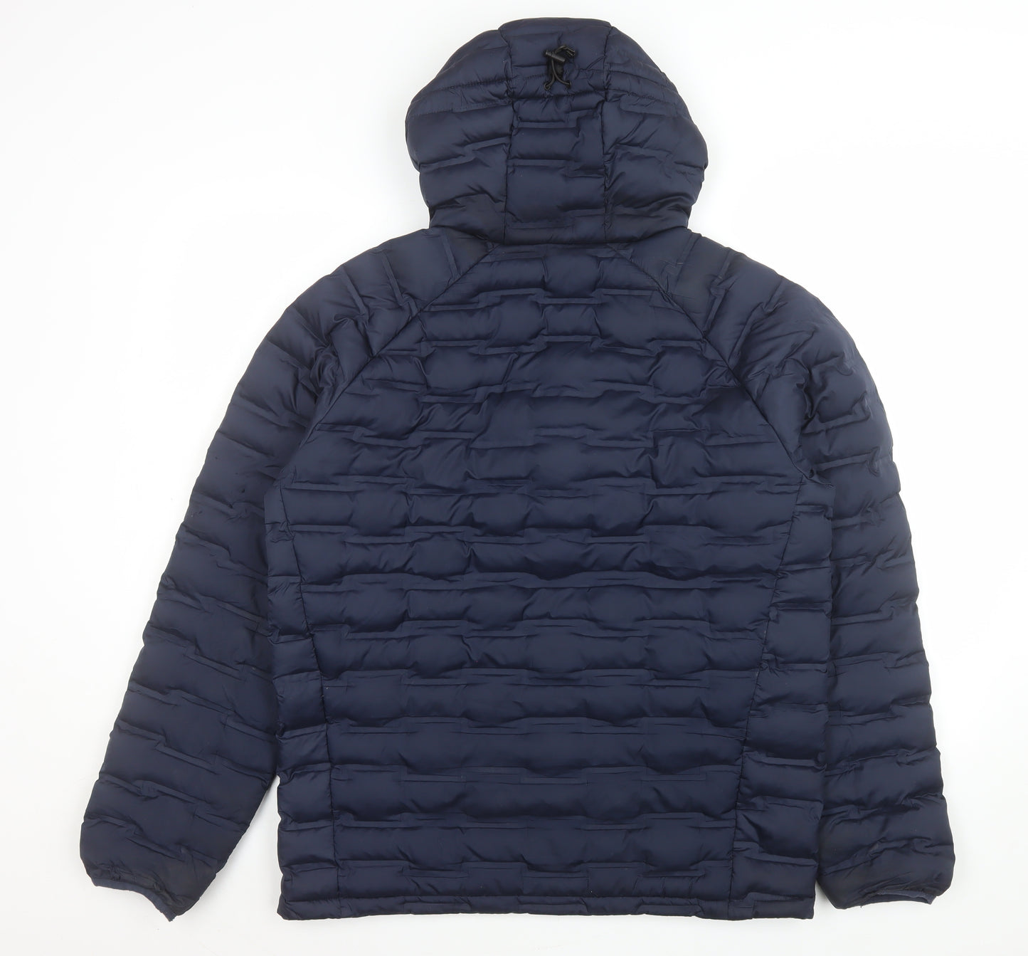 Woodland Men’s Blue Puffer Jacket L Hooded Polyester Winter Outdoor