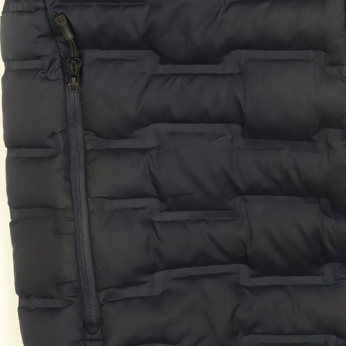 Woodland Men’s Blue Puffer Jacket L Hooded Polyester Winter Outdoor