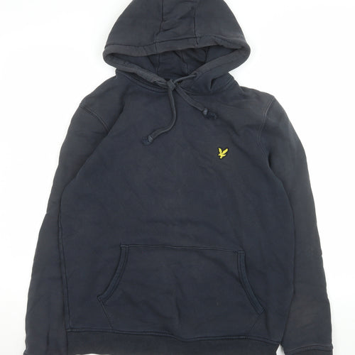 Lyle & Scott Men’s Blue Pullover Hoodie Size L Cotton Logo Sweatshirt
