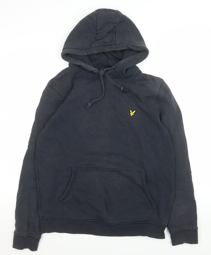 Lyle & Scott Men’s Blue Pullover Hoodie Size L Cotton Logo Sweatshirt