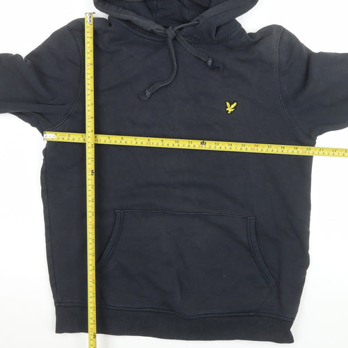 Lyle & Scott Men’s Blue Pullover Hoodie Size L Cotton Logo Sweatshirt