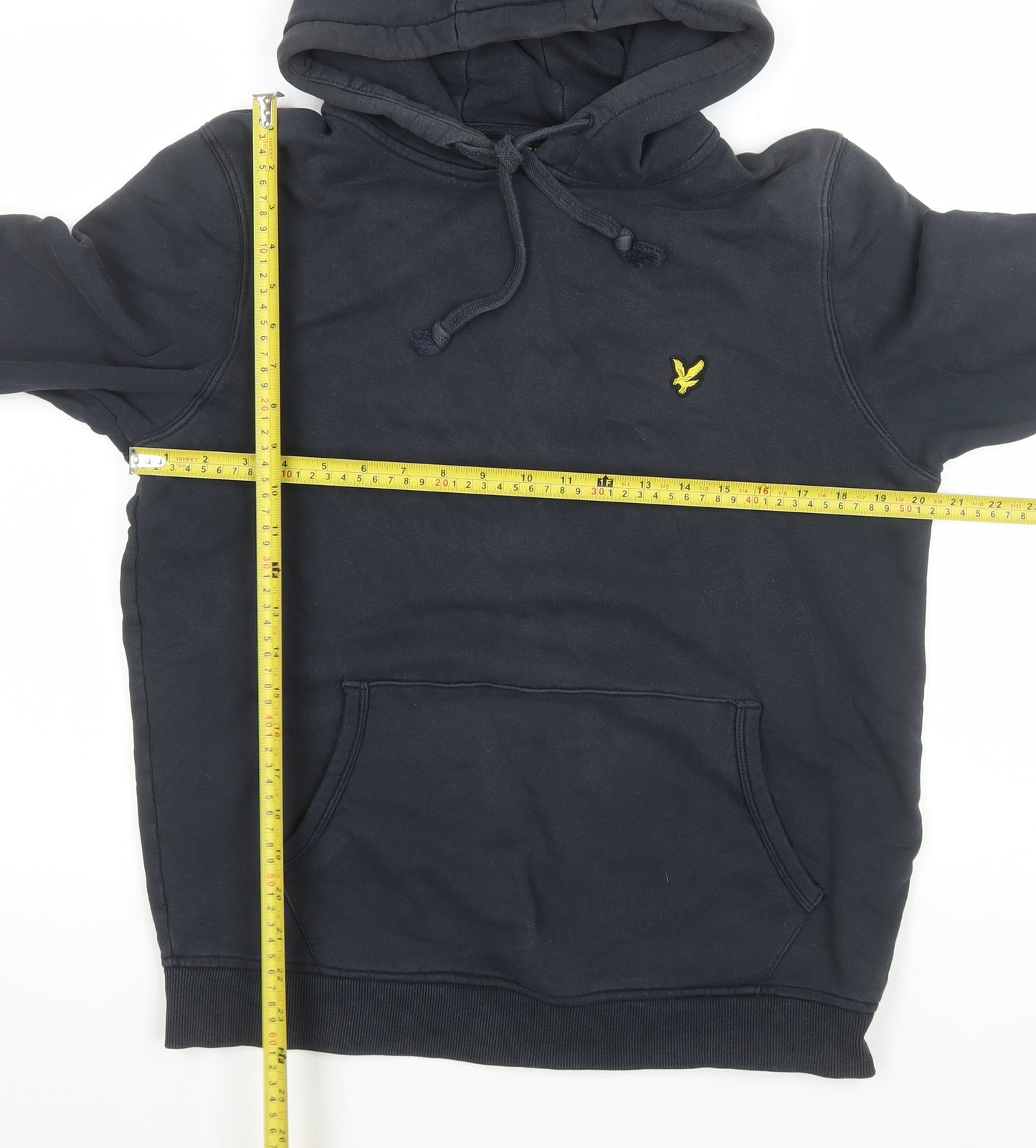 Lyle & Scott Men’s Blue Pullover Hoodie Size L Cotton Logo Sweatshirt