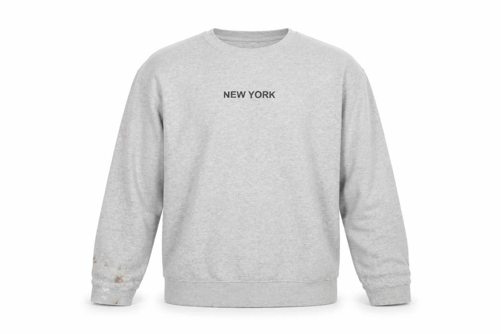 Front view of Brave Soul Men's Grey XL New York Crew Neck Sweatshirt Pullover