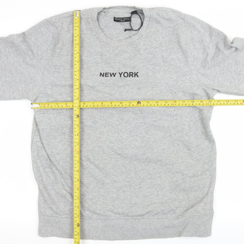 Brave Soul Men's Grey XL New York Crew Neck Sweatshirt Pullover