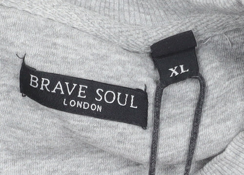 Brave Soul Men's Grey XL New York Crew Neck Sweatshirt Pullover