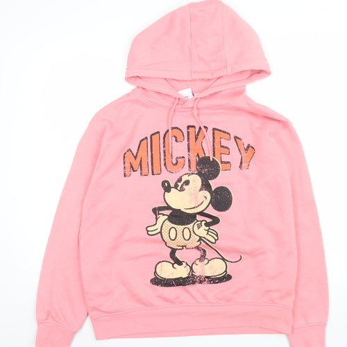 Disney Women Pink Mickey Mouse Pullover Hoodie Size S 10/12