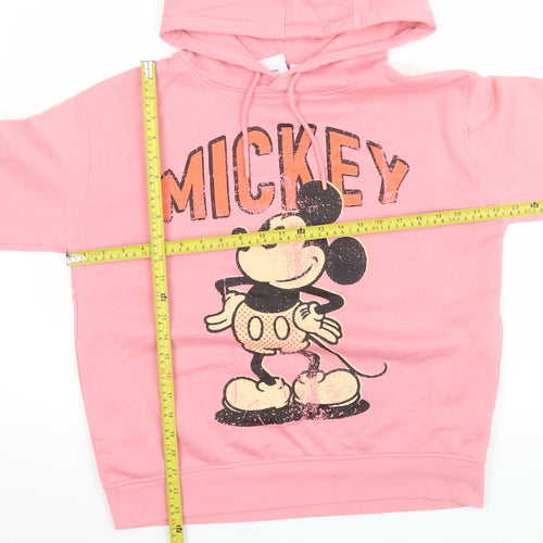 Disney Women Pink Mickey Mouse Pullover Hoodie Size S 10/12