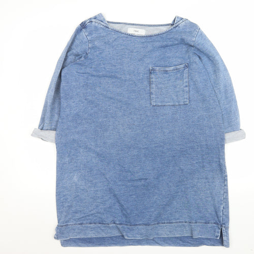 Next Women’s Blue Cotton Blend Tunic T-Shirt UK 16 Relaxed Fit