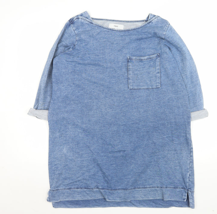 Next Women’s Blue Cotton Blend Tunic T-Shirt UK 16 Relaxed Fit