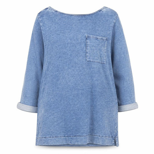 Next Women’s Blue Cotton Blend Tunic T-Shirt UK 16 Relaxed Fit