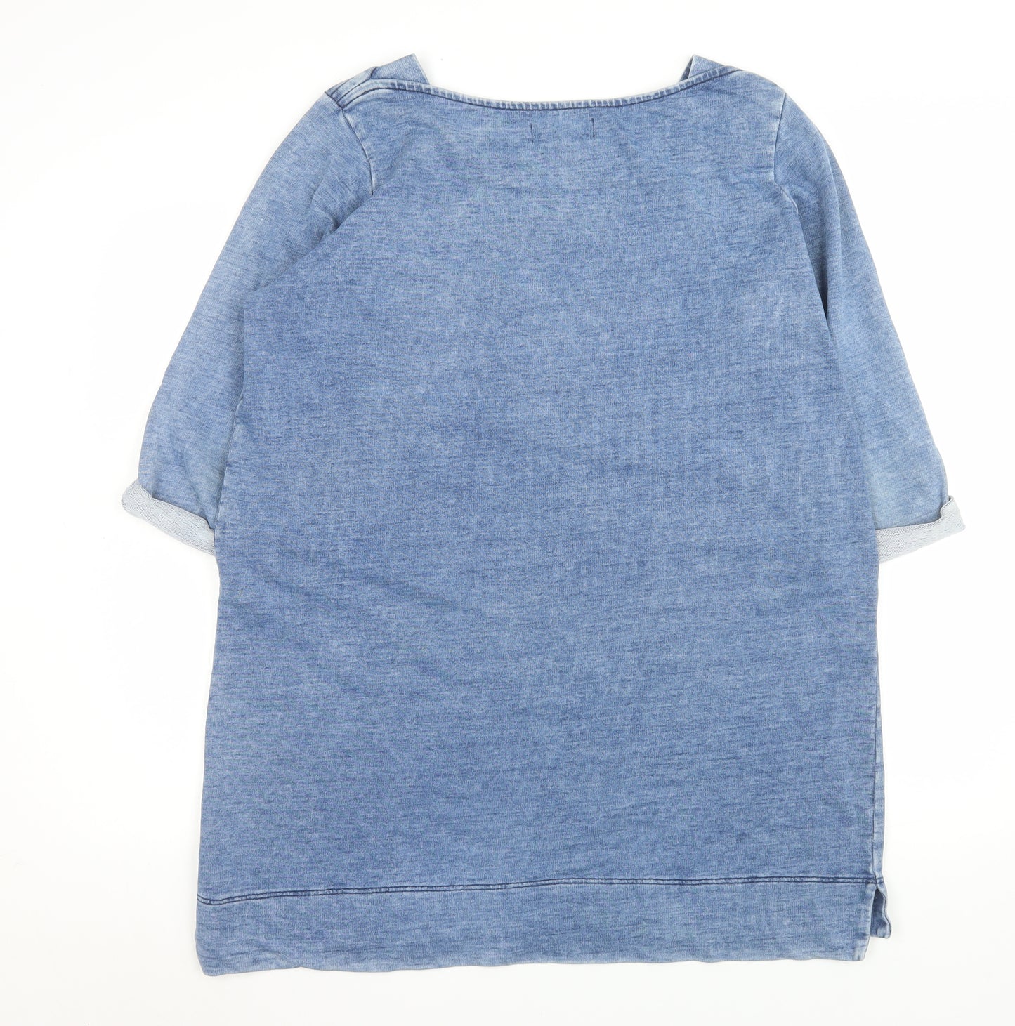 Next Women’s Blue Cotton Blend Tunic T-Shirt UK 16 Relaxed Fit