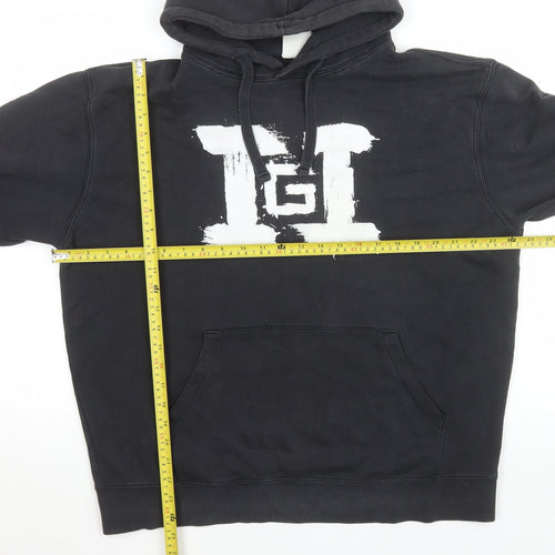 Russell Men Black XL Pullover Hoodie with Graphic Print