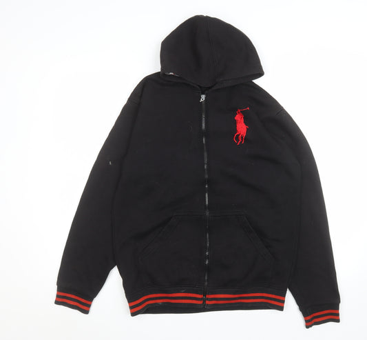 Ralph Lauren Women Black L Hoodie Full Zip Cotton Blend Jacket