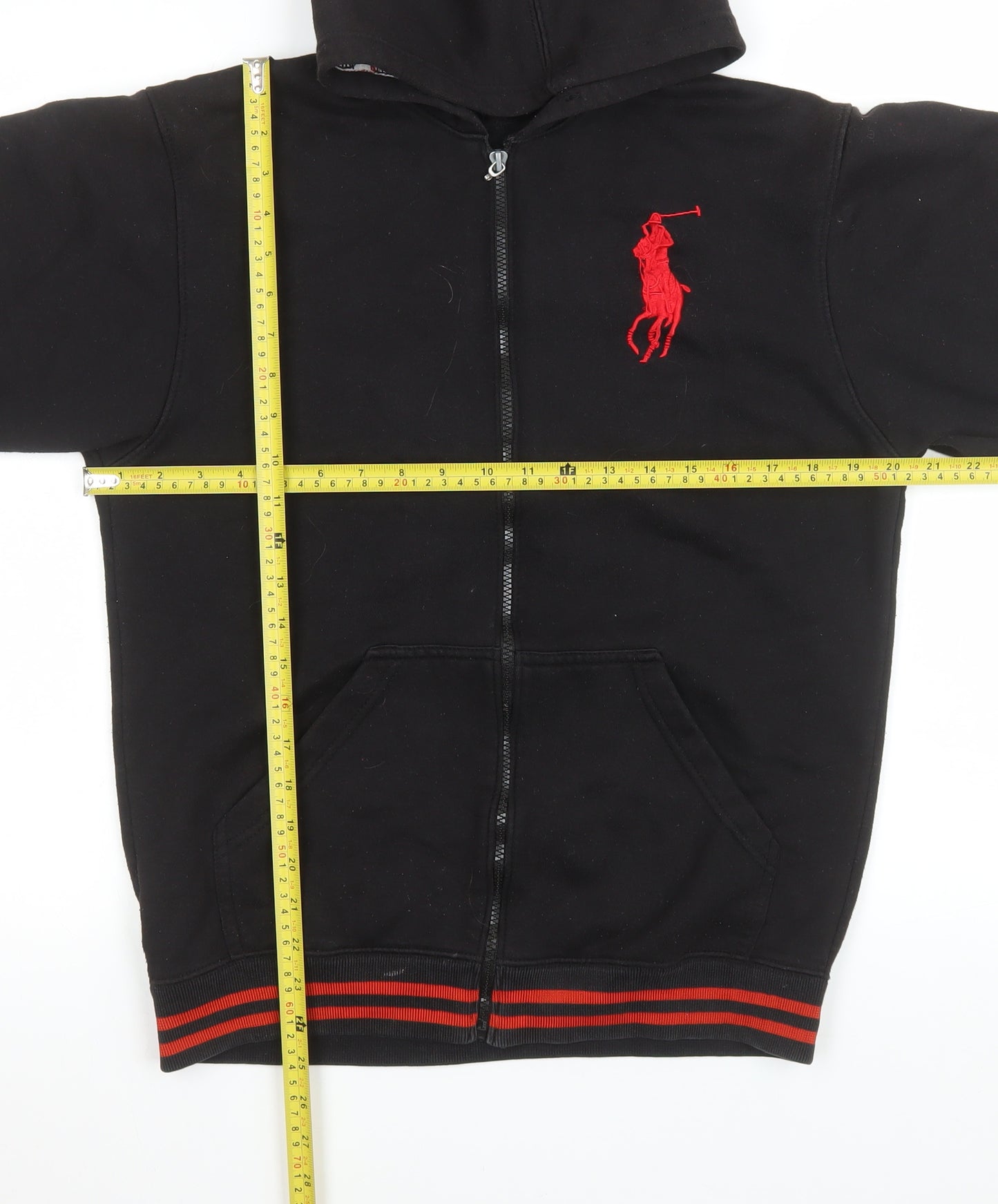 Ralph Lauren Women Black L Hoodie Full Zip Cotton Blend Jacket