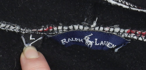 Ralph Lauren Women Black L Hoodie Full Zip Cotton Blend Jacket