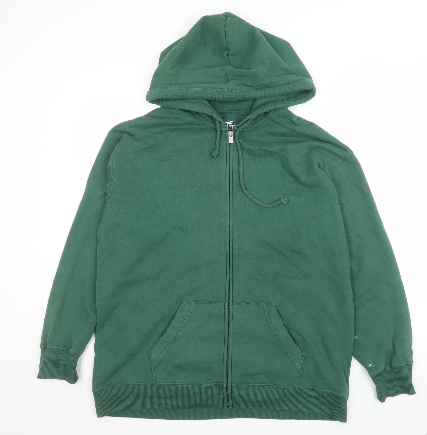 Hollister Women's Green Hooded Full Zip Cotton Jacket M