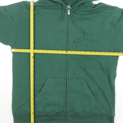 Hollister Women's Green Hooded Full Zip Cotton Jacket M