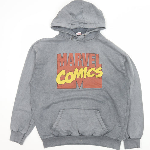 Marvel Mens Grey Pullover Hoodie Size S Graphic Comic Fleece Sweatshirt