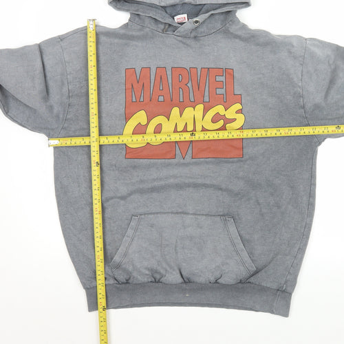 Marvel Mens Grey Pullover Hoodie Size S Graphic Comic Fleece Sweatshirt
