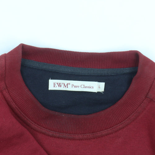 EWM Men’s Red Cotton Blend Crew Neck Sweatshirt Size L