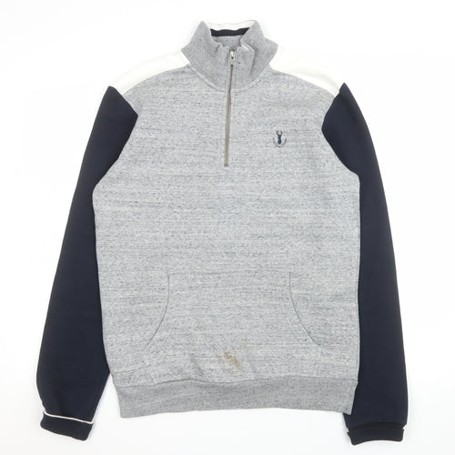 Next Men’s Grey 1/2 Zip Sweatshirt S Regular Fit Mock Neck