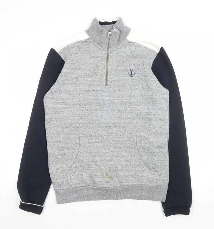 Next Men’s Grey 1/2 Zip Sweatshirt S Regular Fit Mock Neck