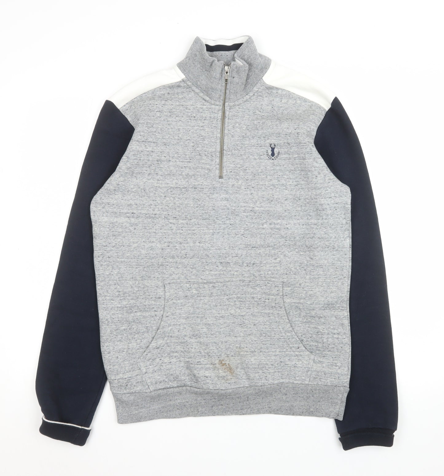 Next Men’s Grey 1/2 Zip Sweatshirt S Regular Fit Mock Neck