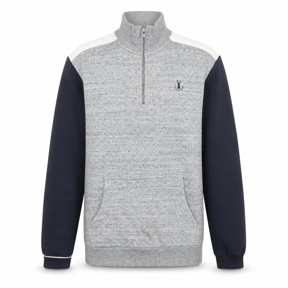 Front view of Next Men’s Grey 1/2 Zip Sweatshirt S Regular Fit Mock Neck